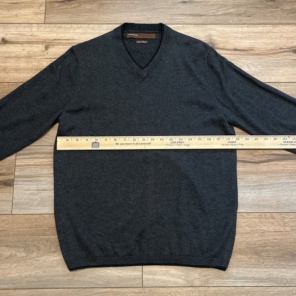 Men's Perry Ellis Sweater SZ Small Merino Wool Blend Gray Pullover V Neck - Picture 5 of 12